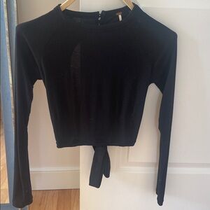 Free people size XS Black Long Sleeve Tie-Back Top